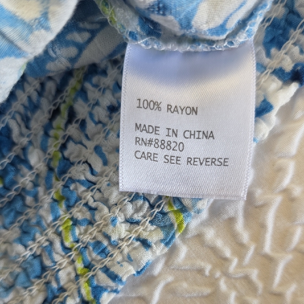 Christian Siriano NY Blue White Paisley Linen‎ Blend Smocked Top Small - Picture 9 of 9